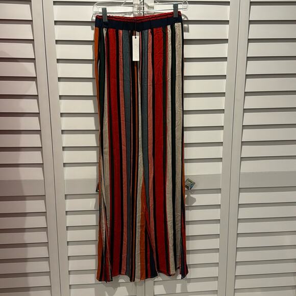 Olivaceous Pants - Olivaceous NWT Multicolor Stripes wide Leg with slit Slip on Pants.